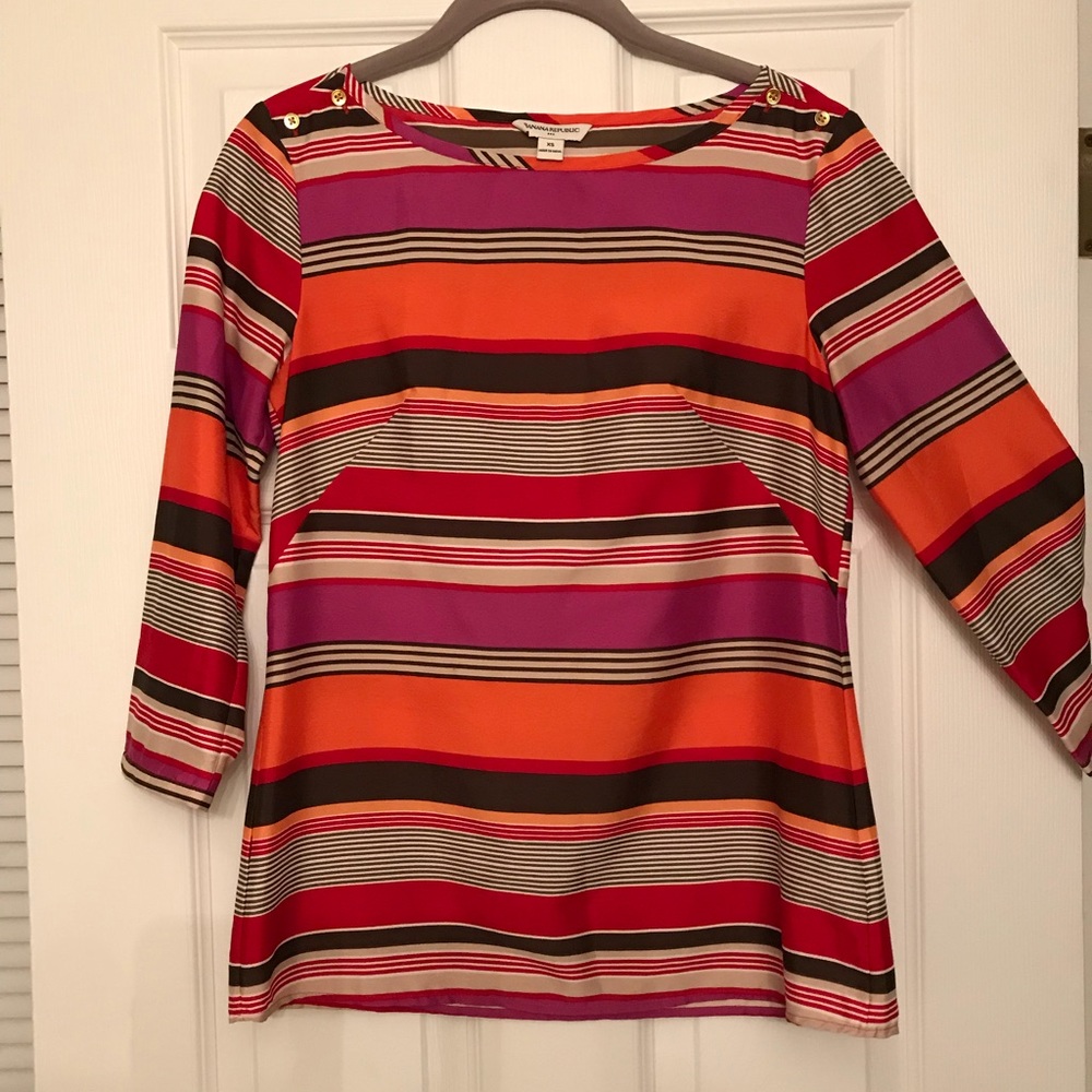 Banana Republic striped 3/4 length top